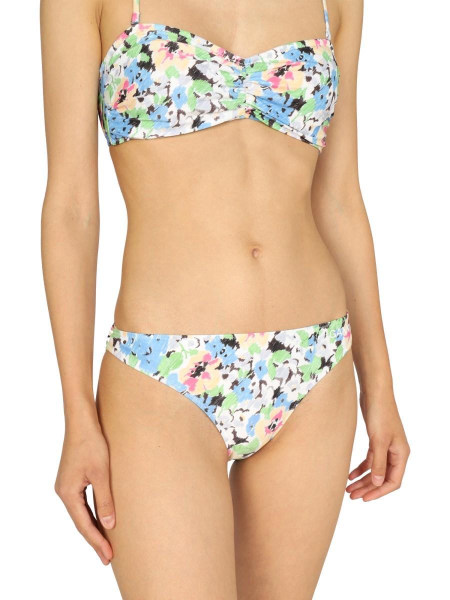GANNI SLIP BIKINI IN NYLON CON MOTIVO FLOREALE