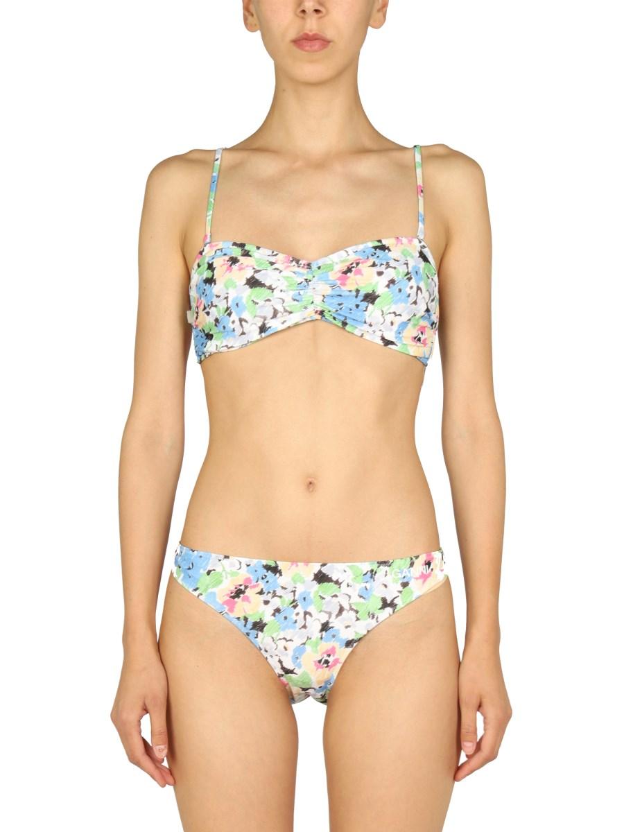 GANNI SLIP BIKINI IN NYLON CON MOTIVO FLOREALE