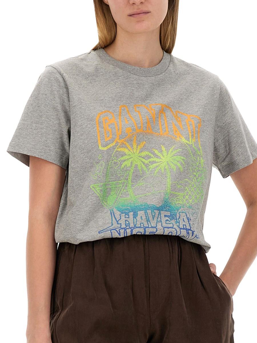GANNI T-SHIRT CON STAMPA
