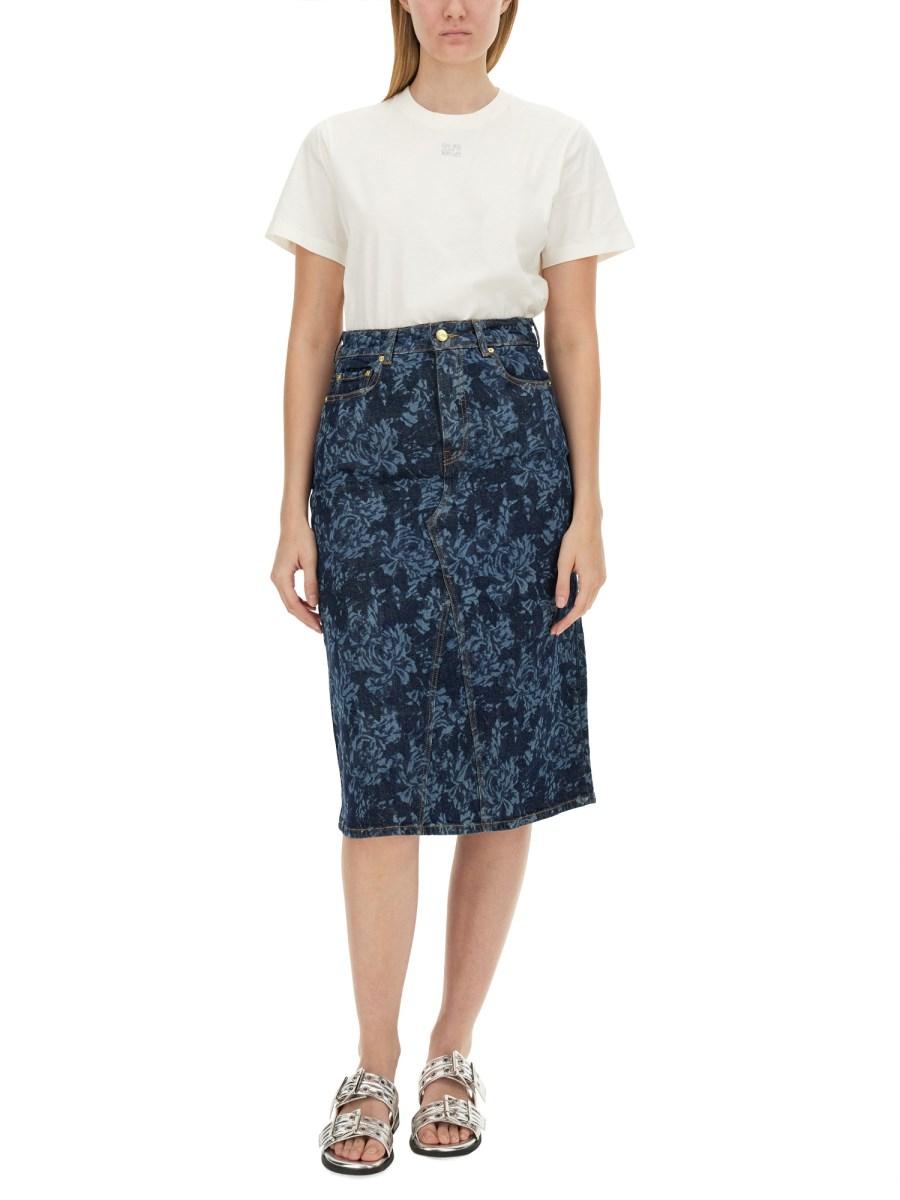GANNI T-SHIRT IN JERSEY DI COTONE CON LOGO