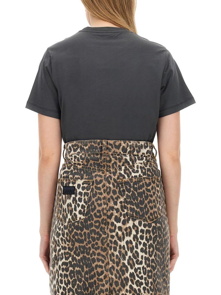 GANNI T-SHIRT IN JERSEY DI COTONE CON LOGO