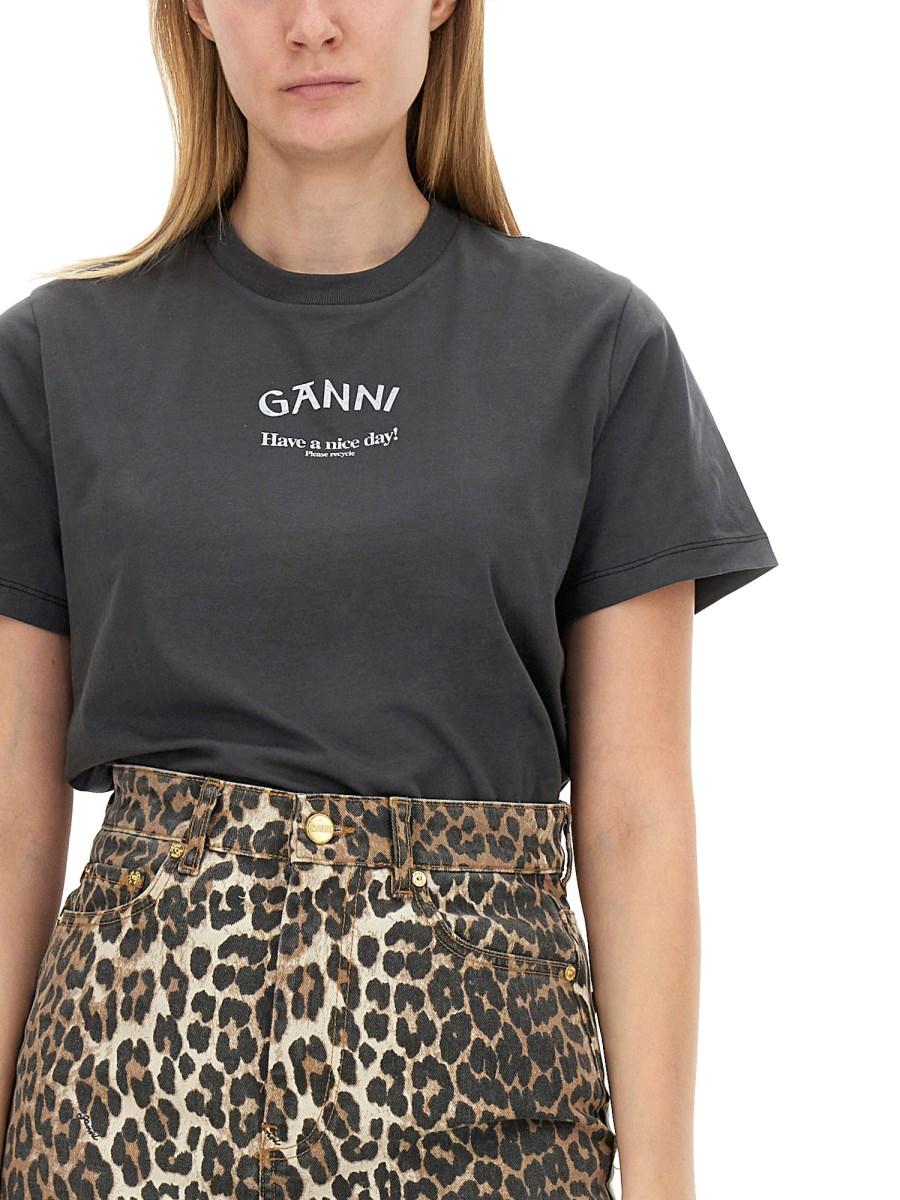 GANNI T-SHIRT IN JERSEY DI COTONE CON LOGO