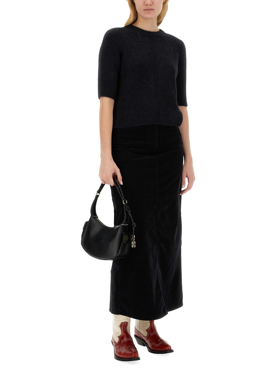 GANNI TOP OPEN-BACK IN ALPACA