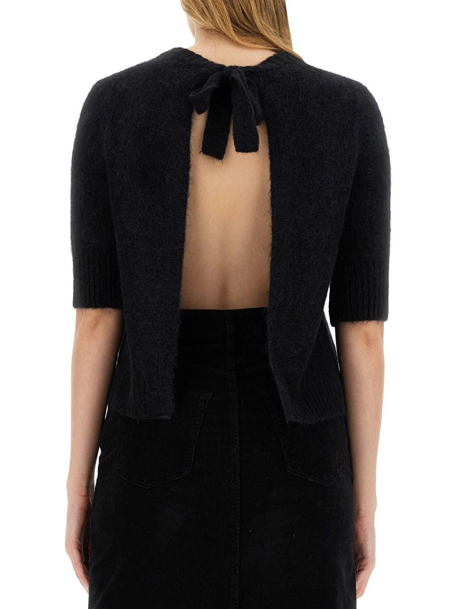 GANNI TOP OPEN-BACK IN ALPACA