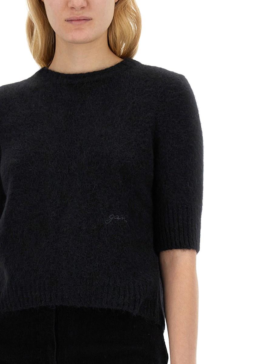 GANNI TOP OPEN-BACK IN ALPACA