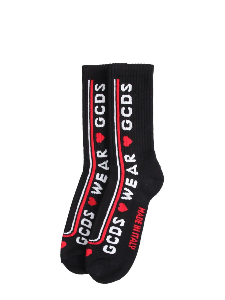 GCDS CALZINI IN COTONE CON LOGO LOVE GCDS