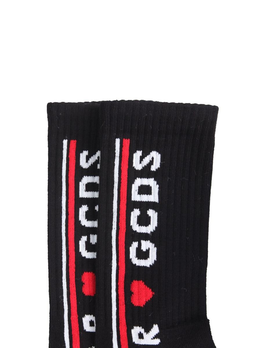 GCDS CALZINI IN COTONE CON LOGO LOVE GCDS