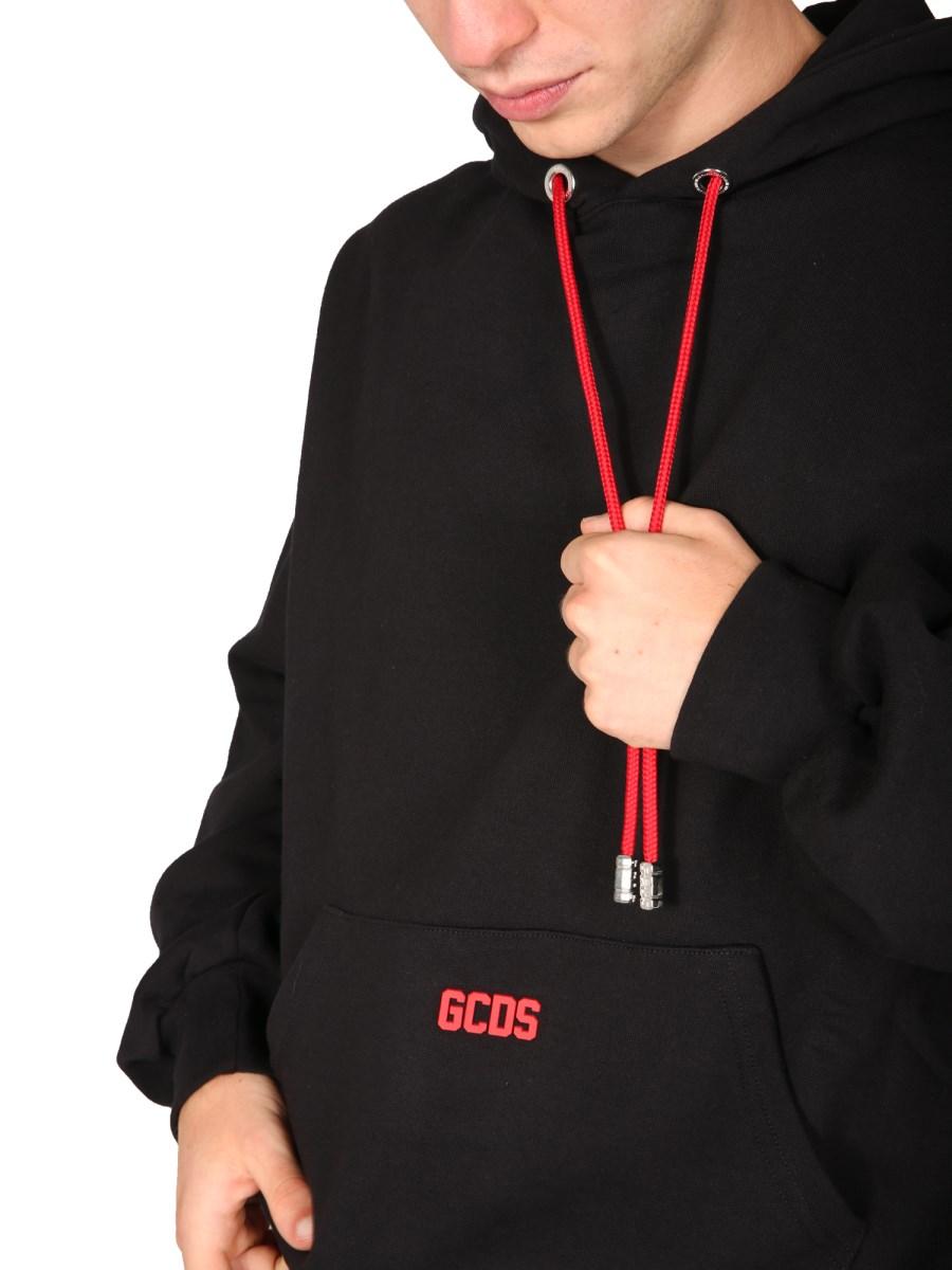 GCDS FELPA OVERSIZE FIT IN COTONE CON LOGO GOMMATO
