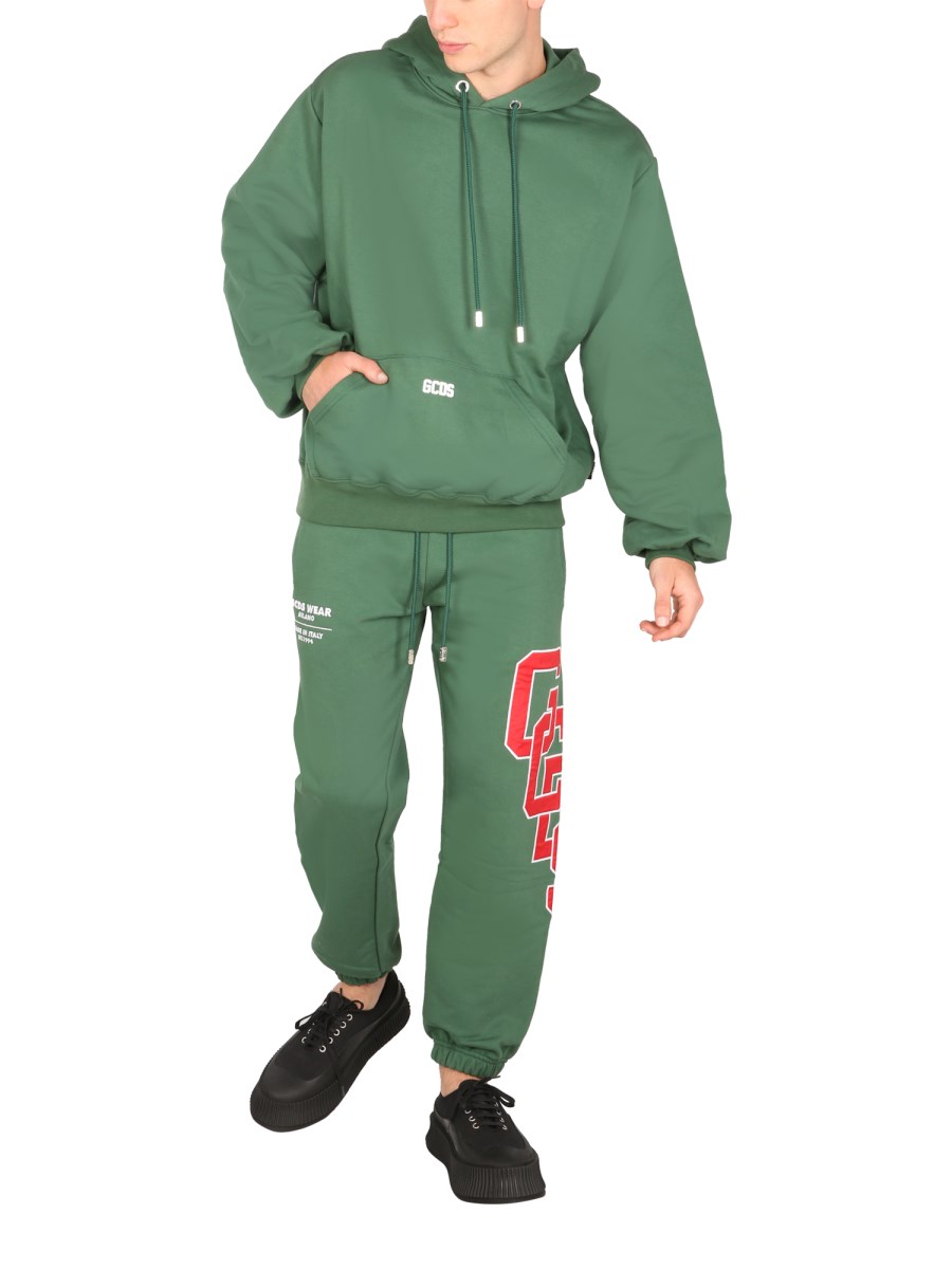 GCDS FELPA OVERSIZE FIT IN COTONE CON LOGO GOMMATO