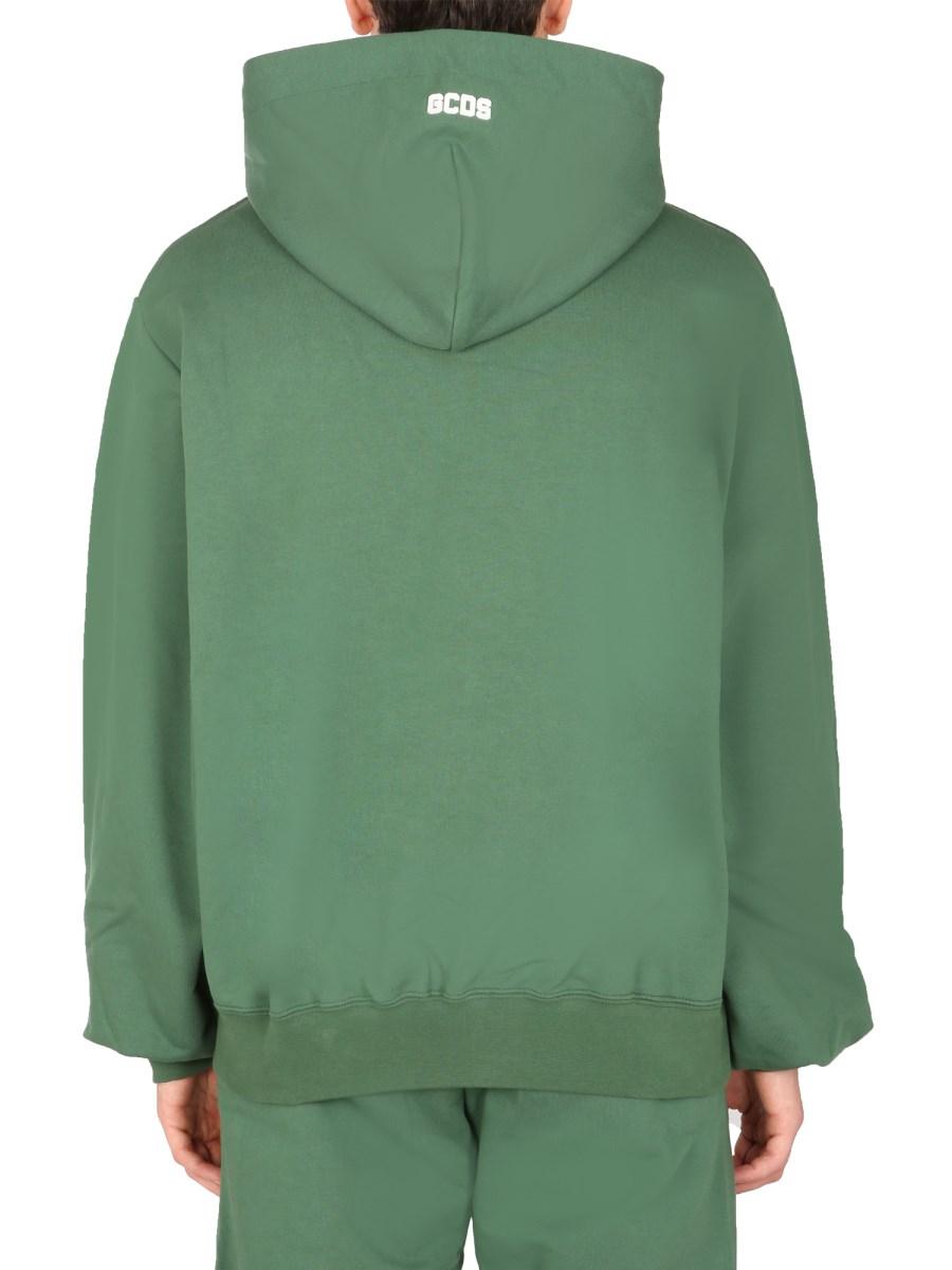 GCDS FELPA OVERSIZE FIT IN COTONE CON LOGO GOMMATO
