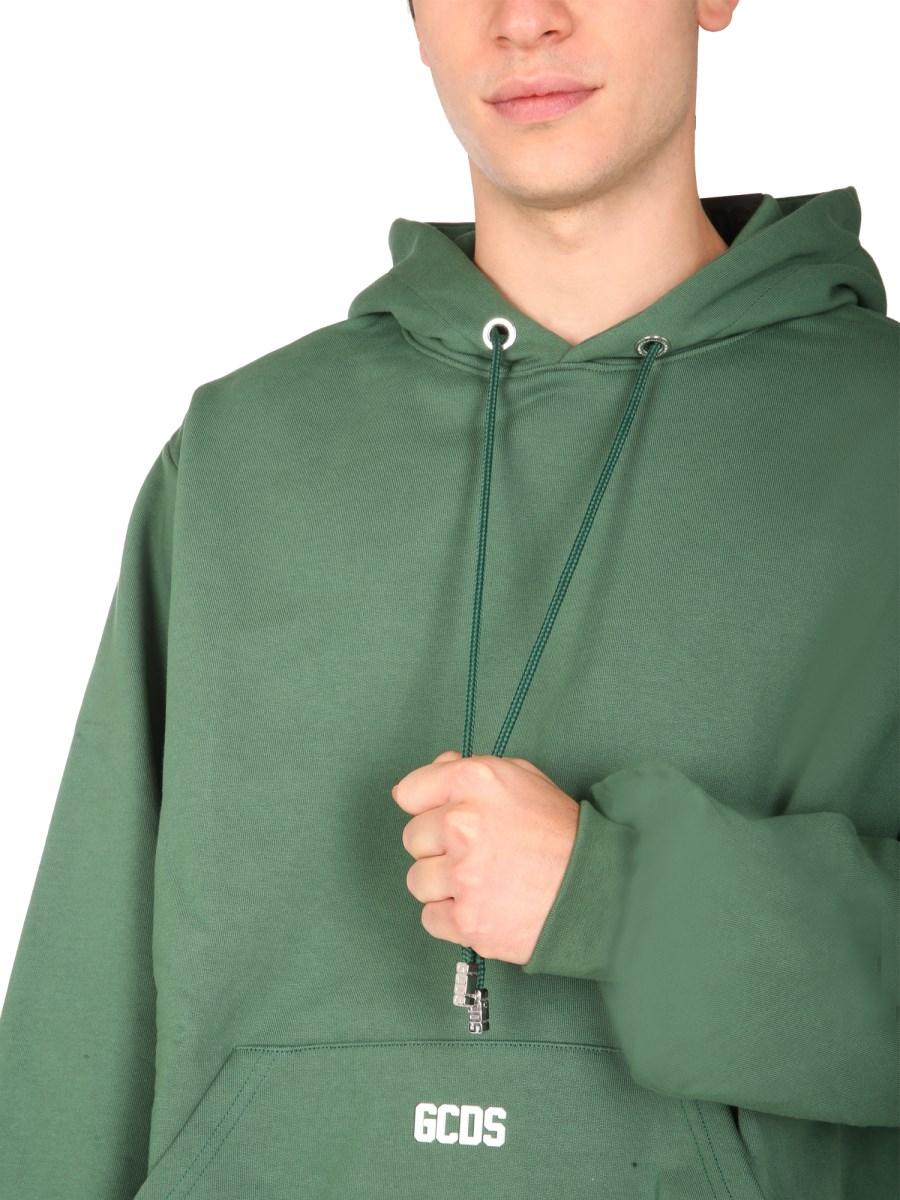 GCDS FELPA OVERSIZE FIT IN COTONE CON LOGO GOMMATO