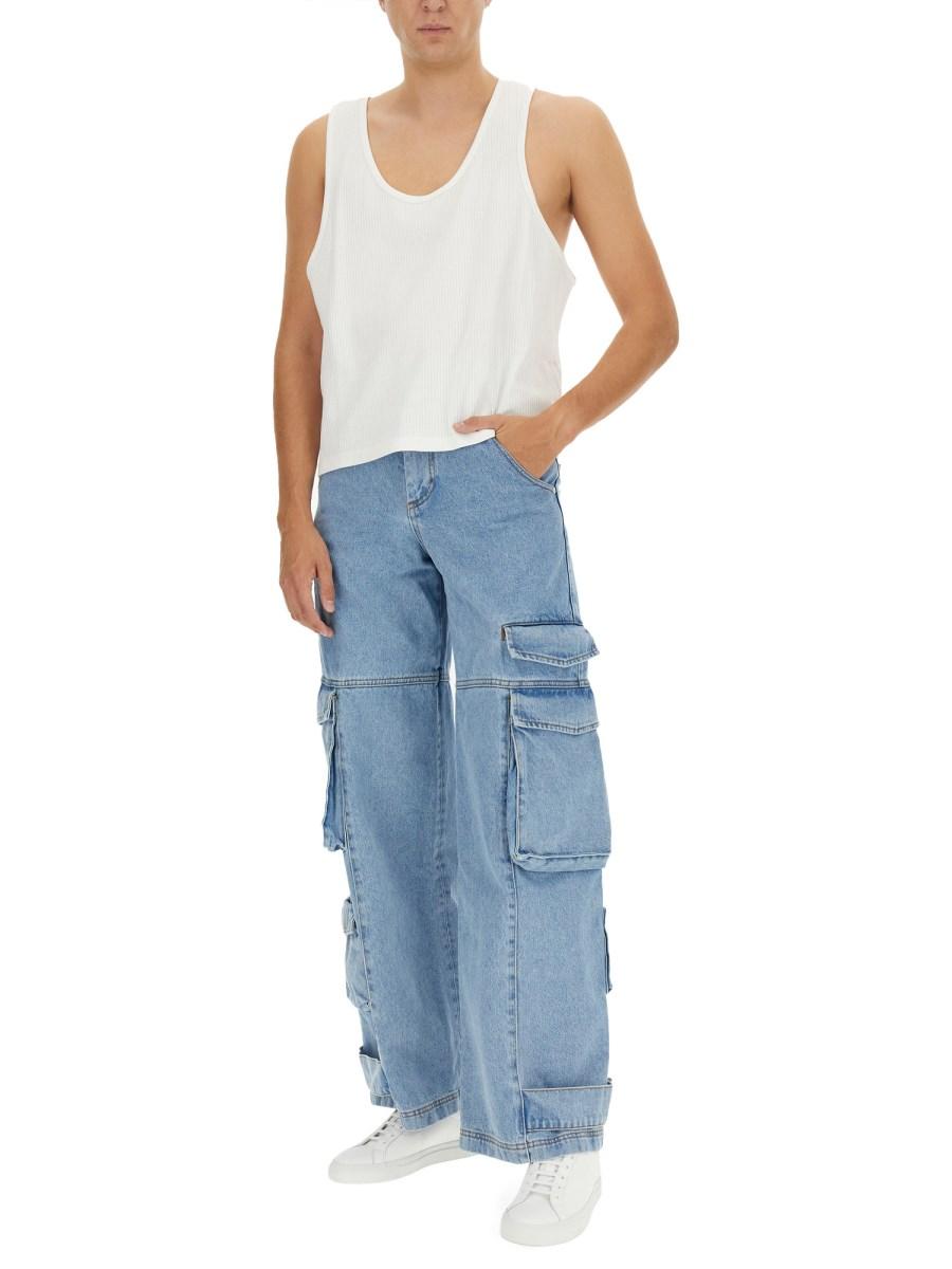 GCDS JEANS CARGO IN DENIM DI COTONE