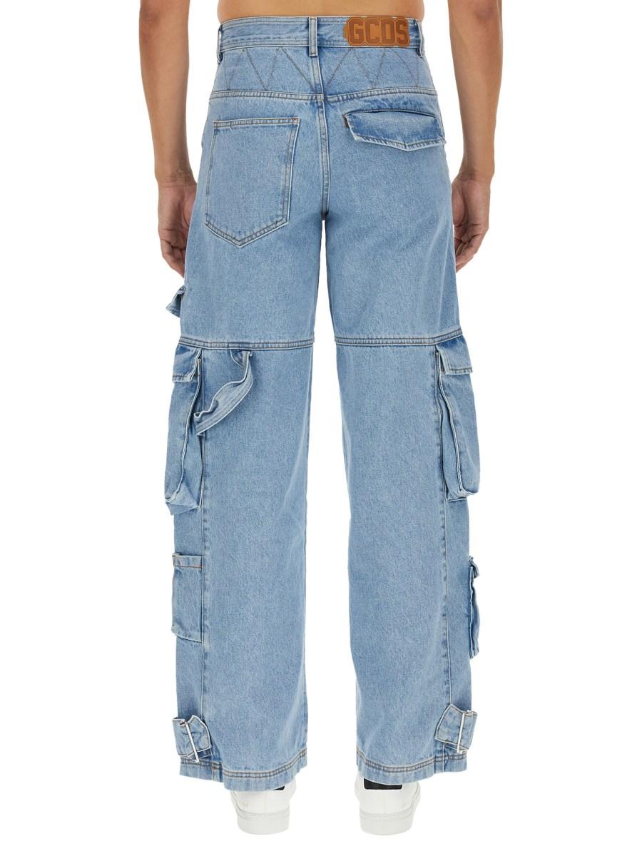 GCDS JEANS CARGO IN DENIM DI COTONE