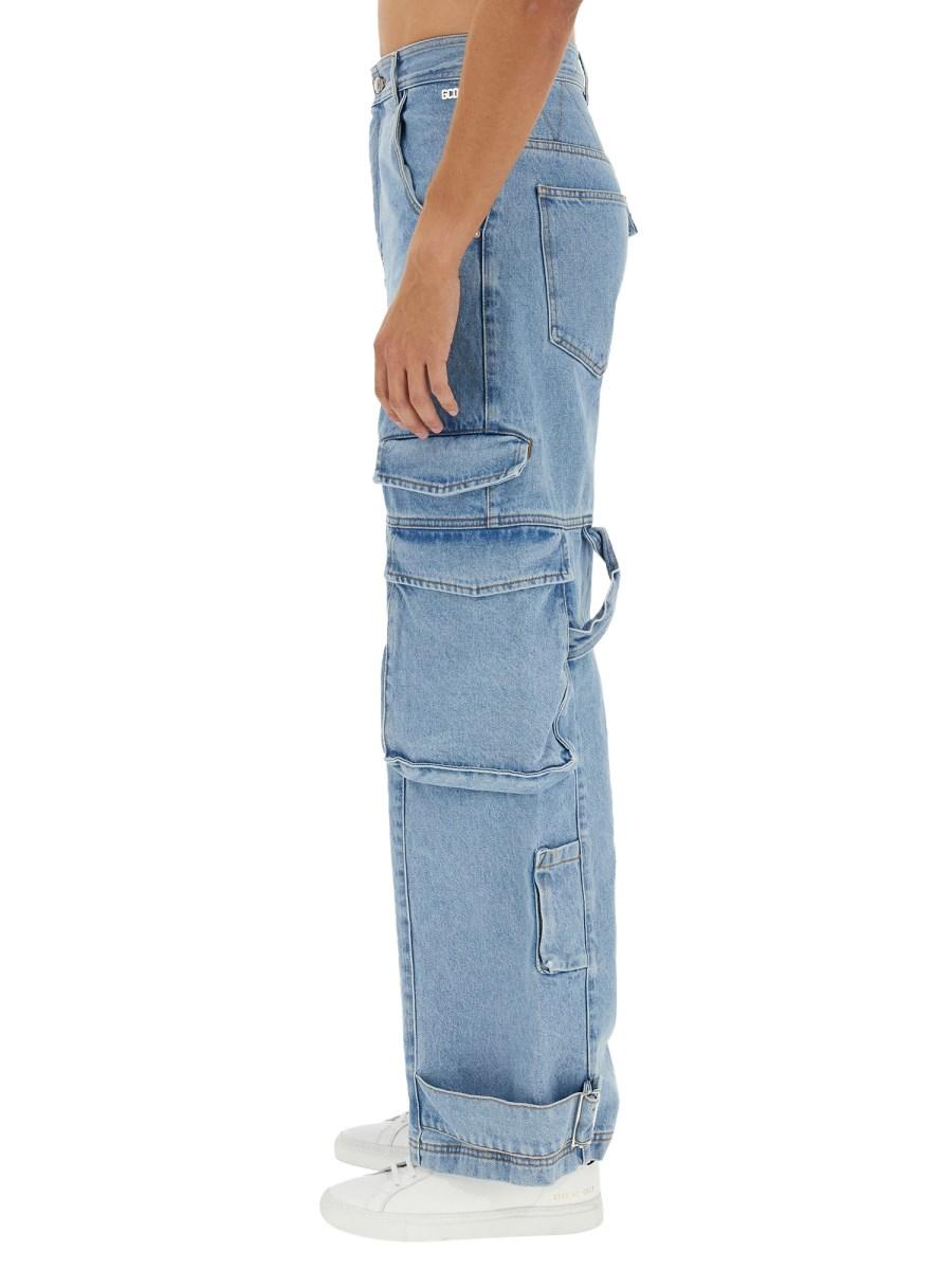 GCDS JEANS CARGO IN DENIM DI COTONE