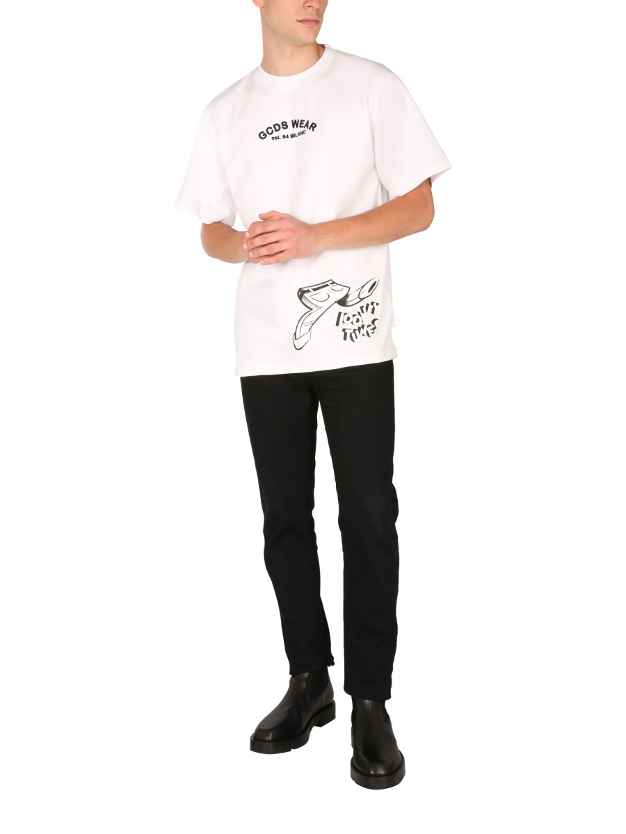 GCDS T-SHIRT IN COTONE CON STAMPA LOONEY TUNES
