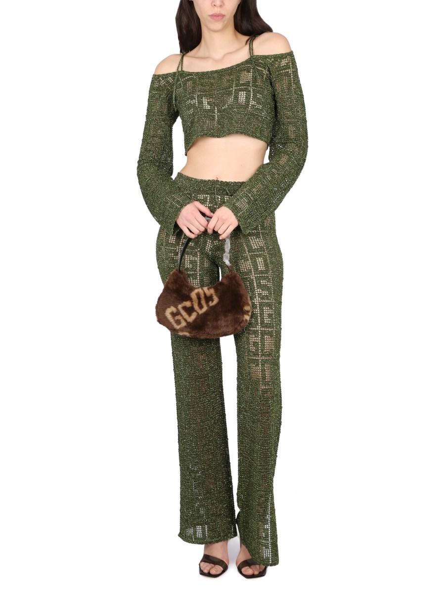 GCDS TOP MONOGRAM MACRAME' IN LUREX