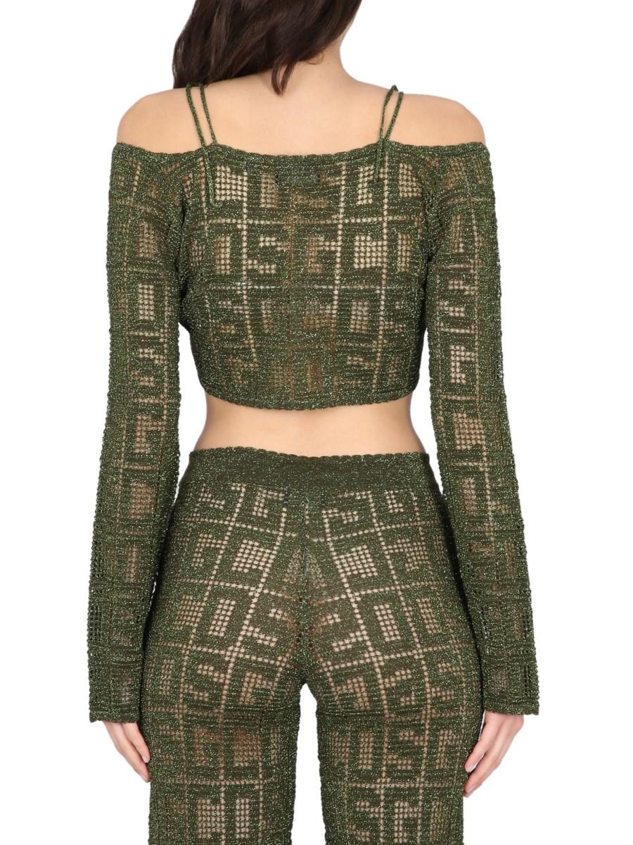 GCDS TOP MONOGRAM MACRAME' IN LUREX