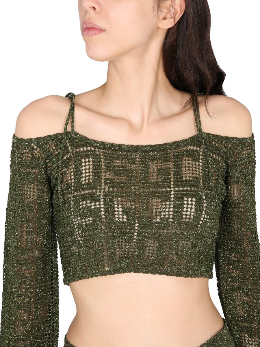 GCDS TOP MONOGRAM MACRAME' IN LUREX