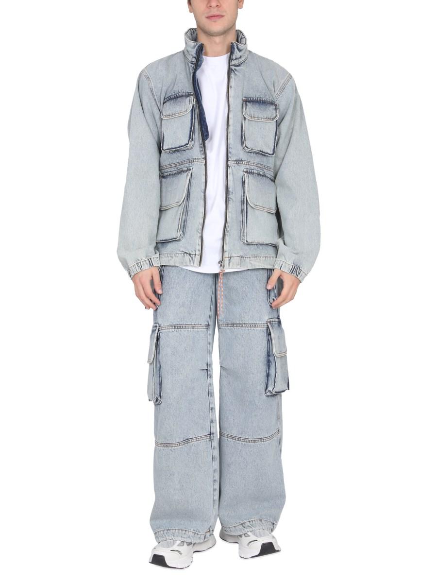ARIES GIACCA CARGO IN DENIM DI COTONE CON STAMPA LOGO