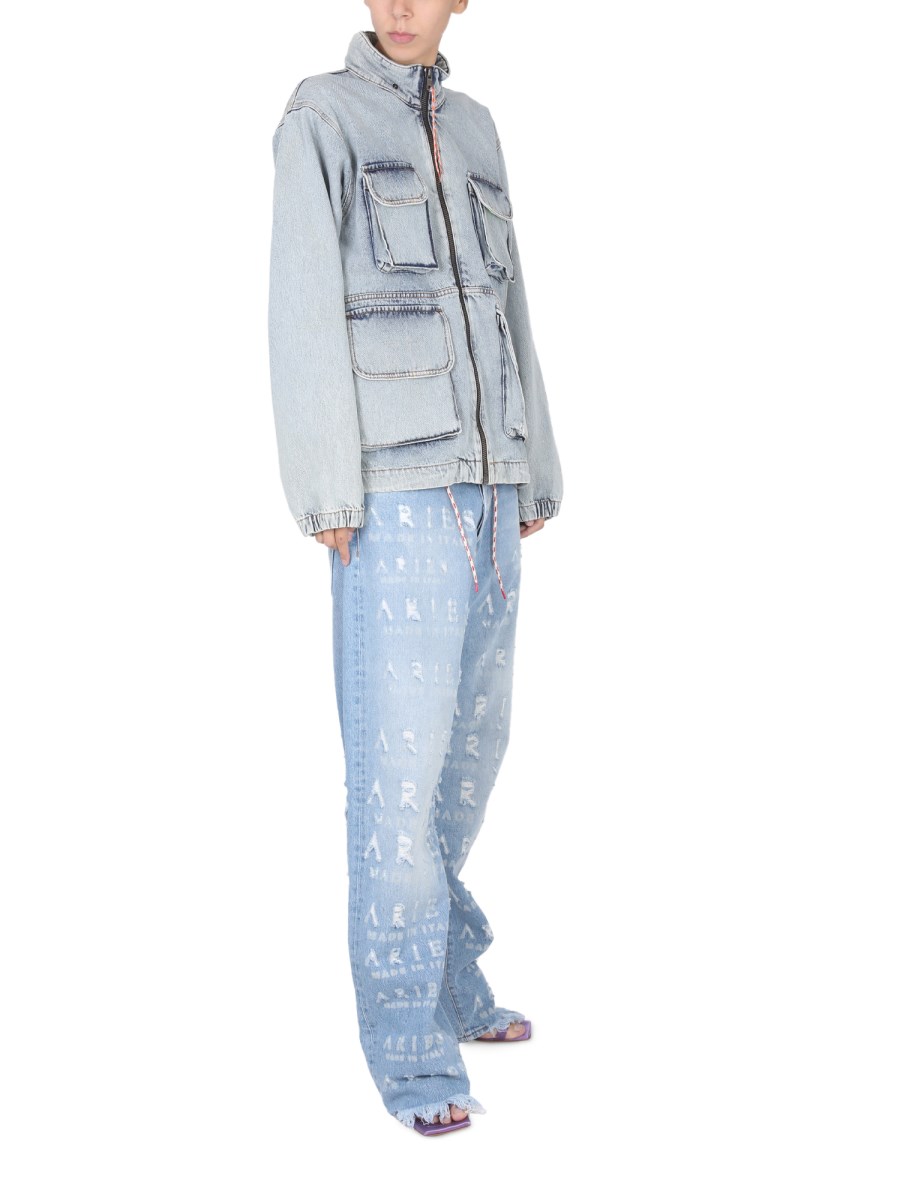 ARIES GIACCA CARGO IN DENIM DI COTONE CON STAMPA LOGO