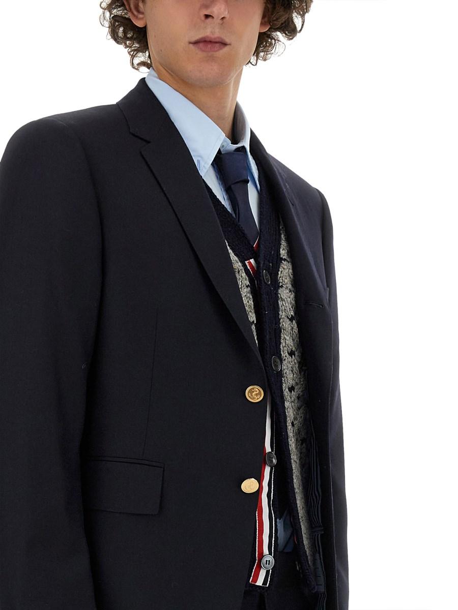 THOM BROWNE GIACCA CLASSICA IN TWILL LANA SUPER 120’S