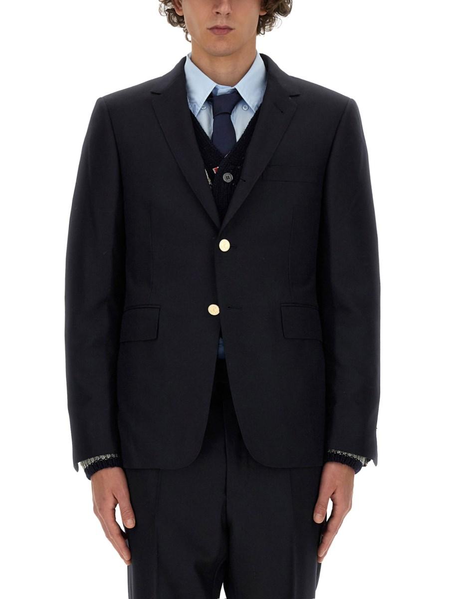 THOM BROWNE GIACCA CLASSICA IN TWILL LANA SUPER 120’S