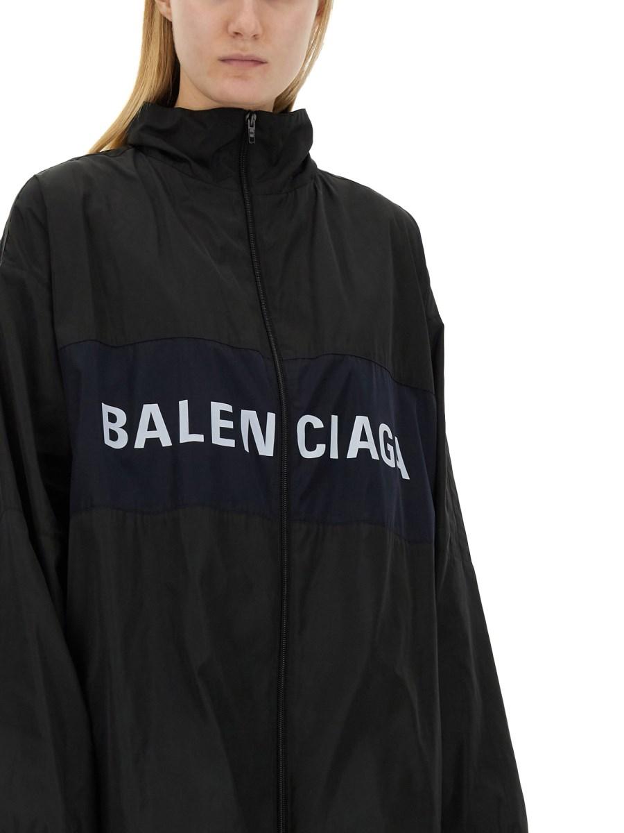 BALENCIAGA GIACCA CON ZIP E LOGO IN TESSUTO TECNICO