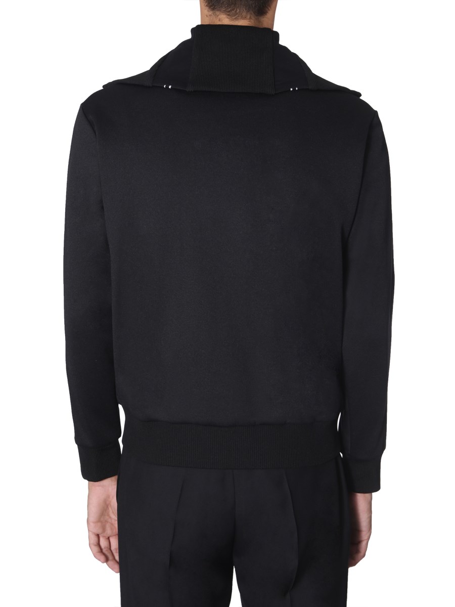 GIVENCHY GIACCA DI PELLE E JERSEY CON ZIP E BANDA LOGO