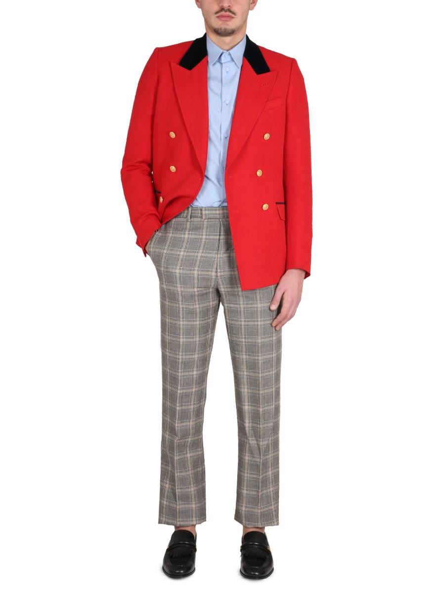 GUCCI GIACCA ELEGANTE IN LANA E LINO CON MOTIVO A SPINA DI PESCE