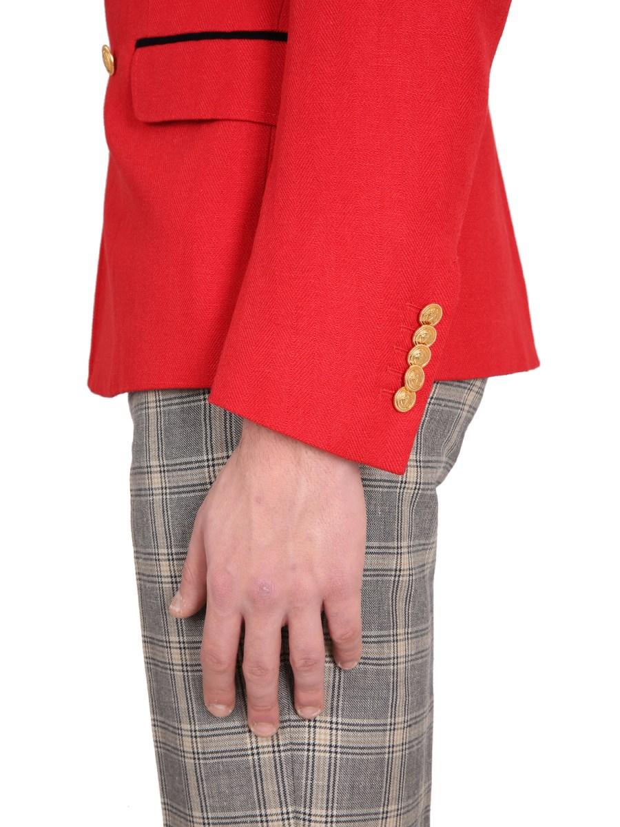 GUCCI GIACCA ELEGANTE IN LANA E LINO CON MOTIVO A SPINA DI PESCE
