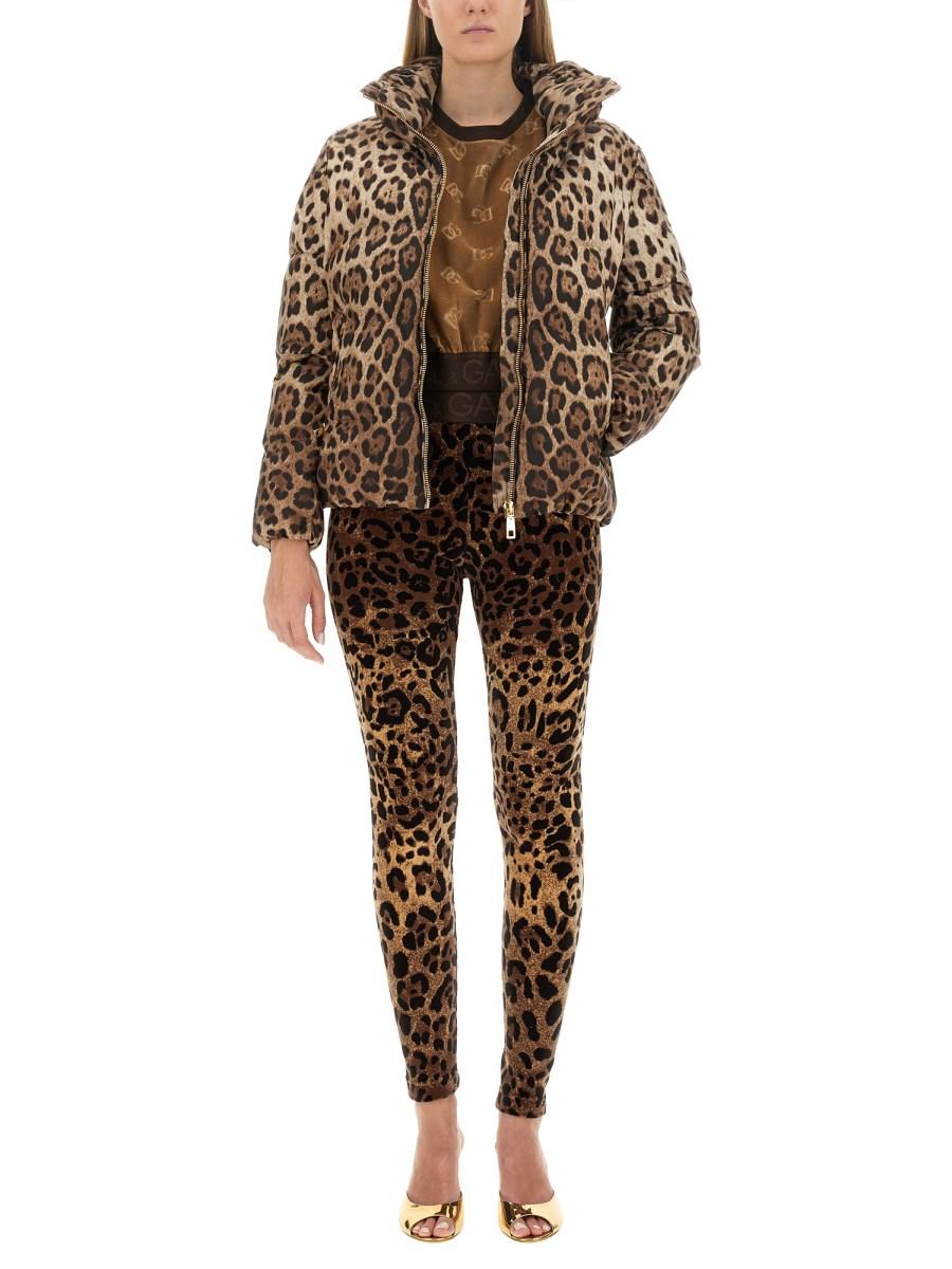 DOLCE & GABBANA GIACCA IMBOTTITA IN NYLON CON STAMPA LEOPARDO