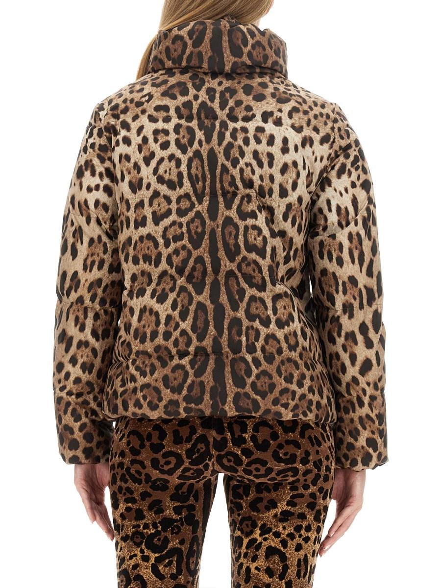 DOLCE & GABBANA GIACCA IMBOTTITA IN NYLON CON STAMPA LEOPARDO