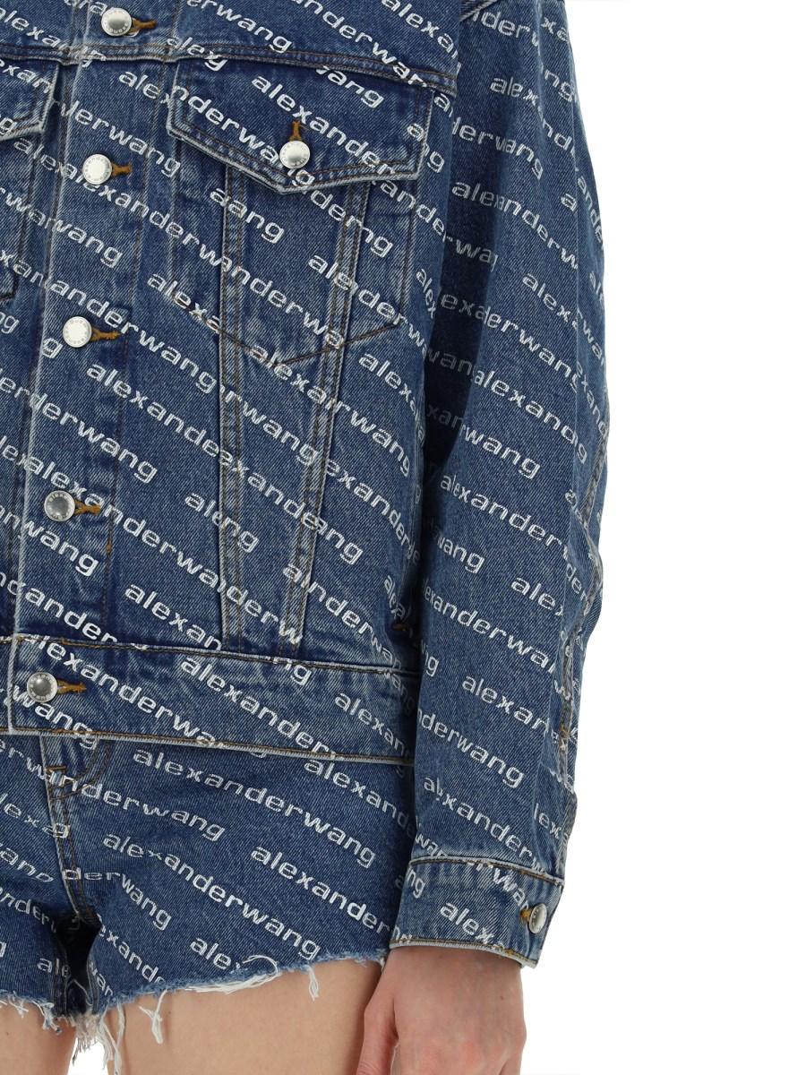 ALEXANDERWANG.T GIACCA IN DENIM DI COTONE CON LOGO ALL OVER