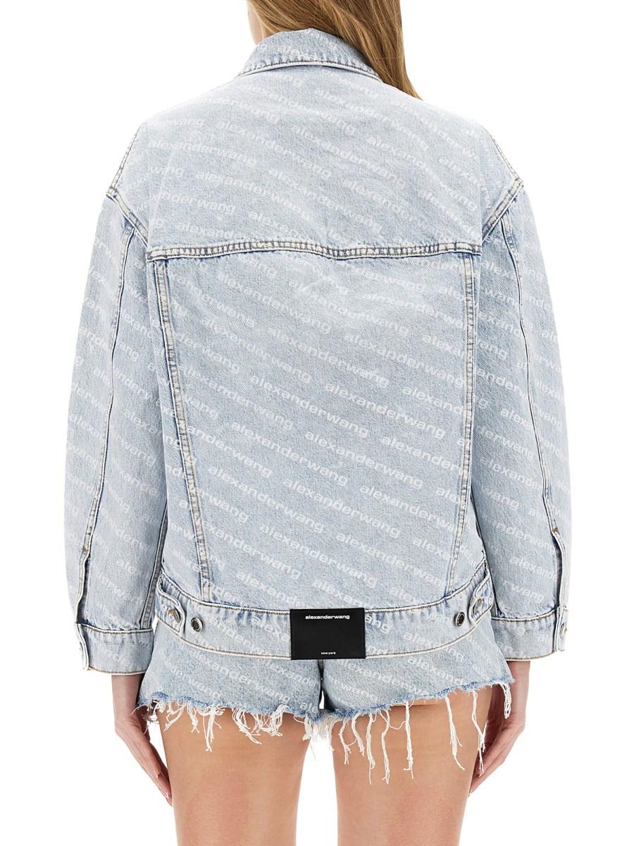 ALEXANDER WANG GIACCA IN DENIM DI COTONE CON LOGO ALL OVER