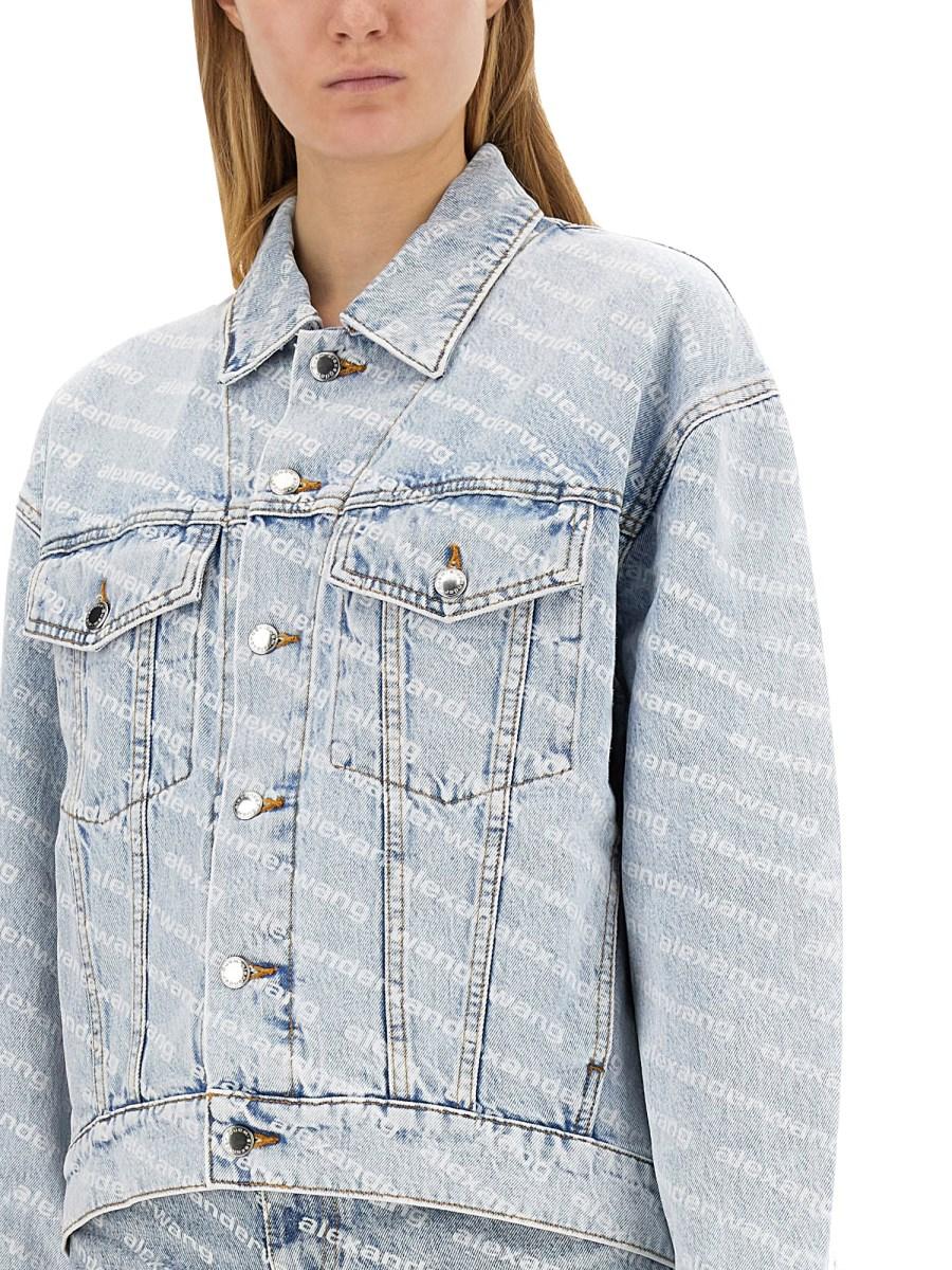 ALEXANDER WANG GIACCA IN DENIM DI COTONE CON LOGO ALL OVER