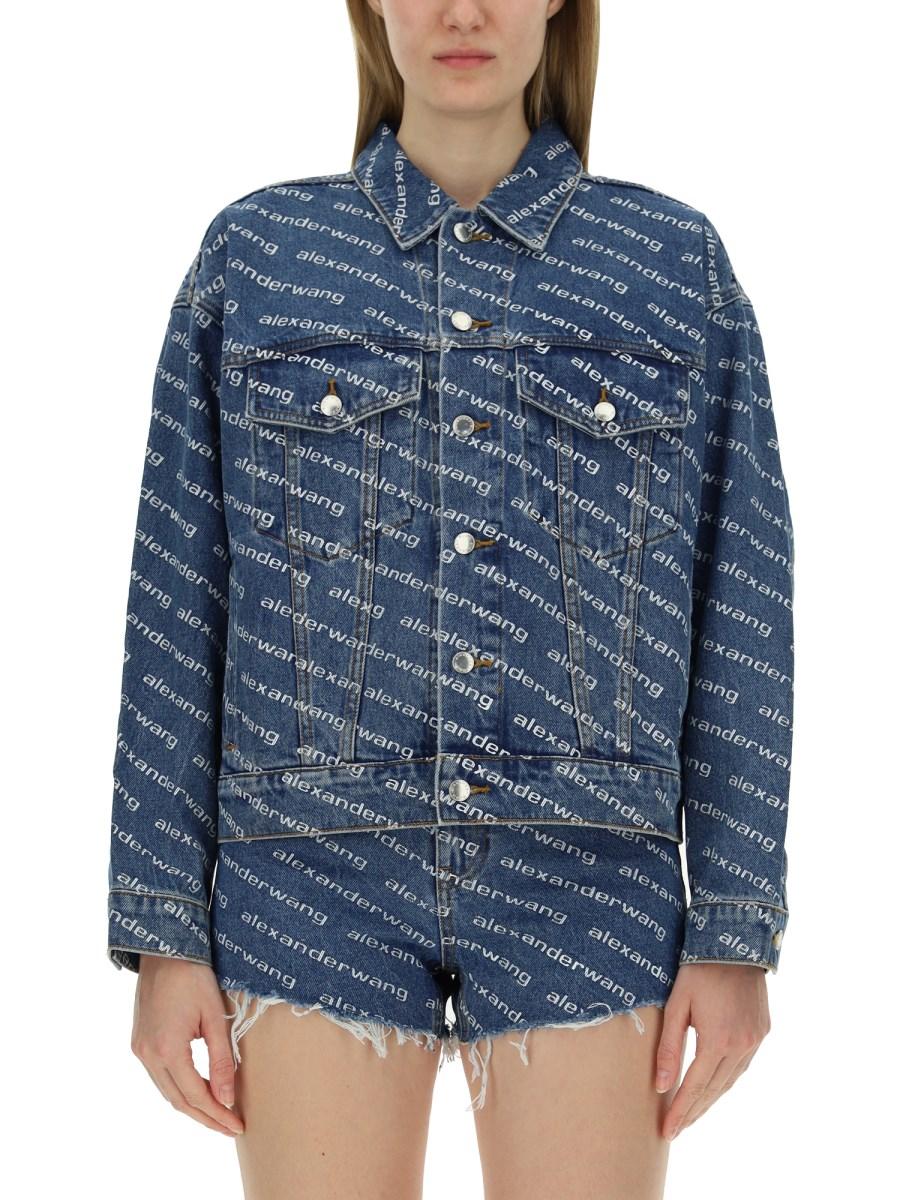ALEXANDERWANG.T GIACCA IN DENIM DI COTONE CON LOGO ALL OVER