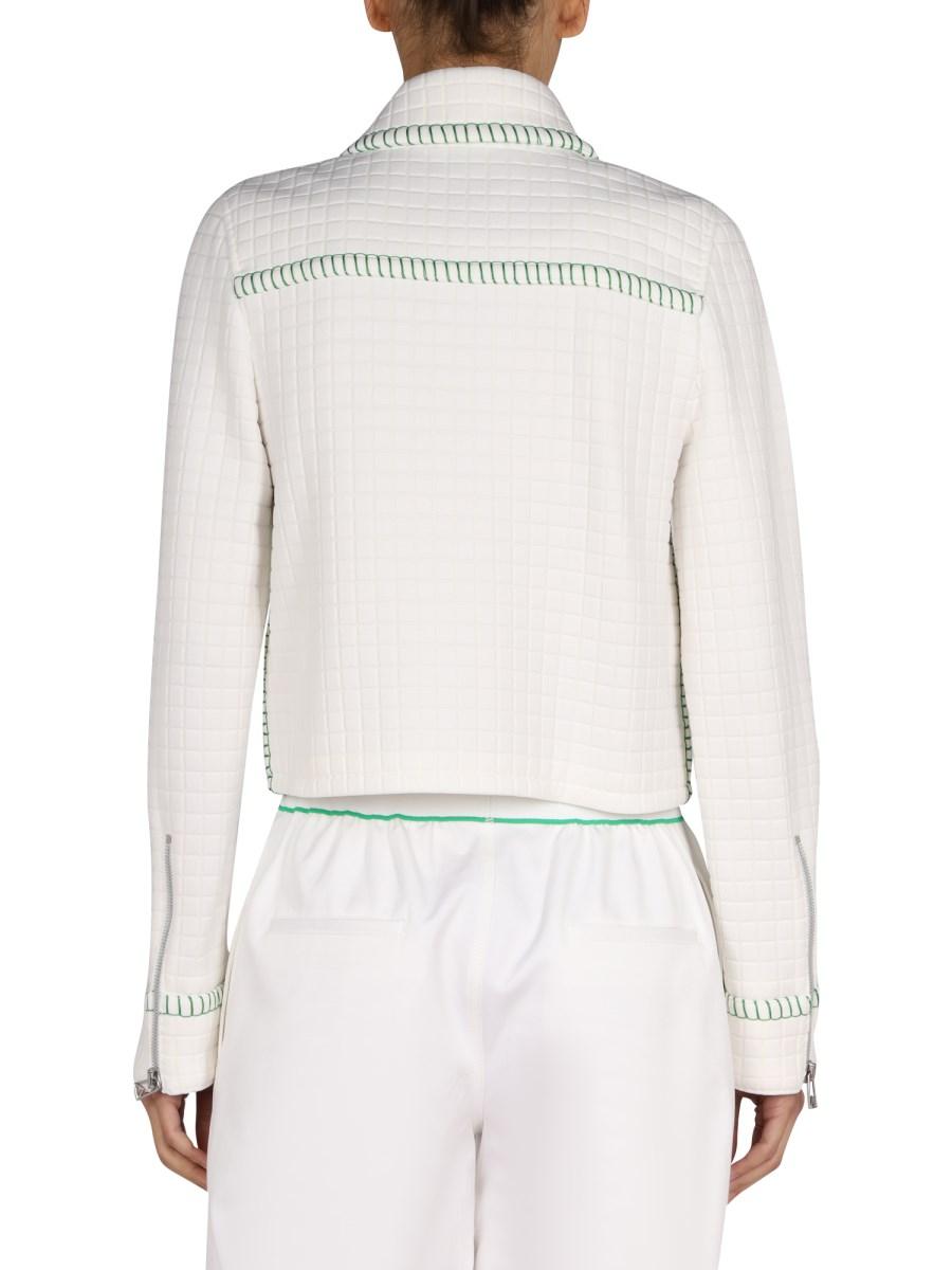 BOTTEGA VENETA GIACCA IN JERSEY TRAPUNTATO CON PUNTO OVERLOCK PARAKEET
