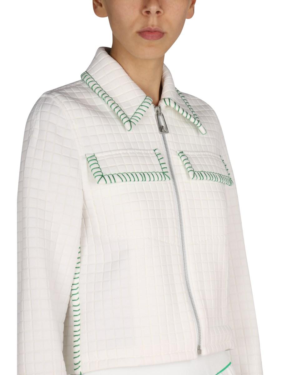 BOTTEGA VENETA GIACCA IN JERSEY TRAPUNTATO CON PUNTO OVERLOCK PARAKEET