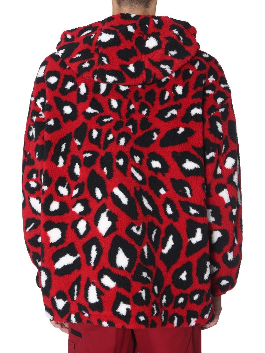 MSGM GIACCA IN SHEARLING CON CAPPUCCIO E FANTASIA ANIMALIER