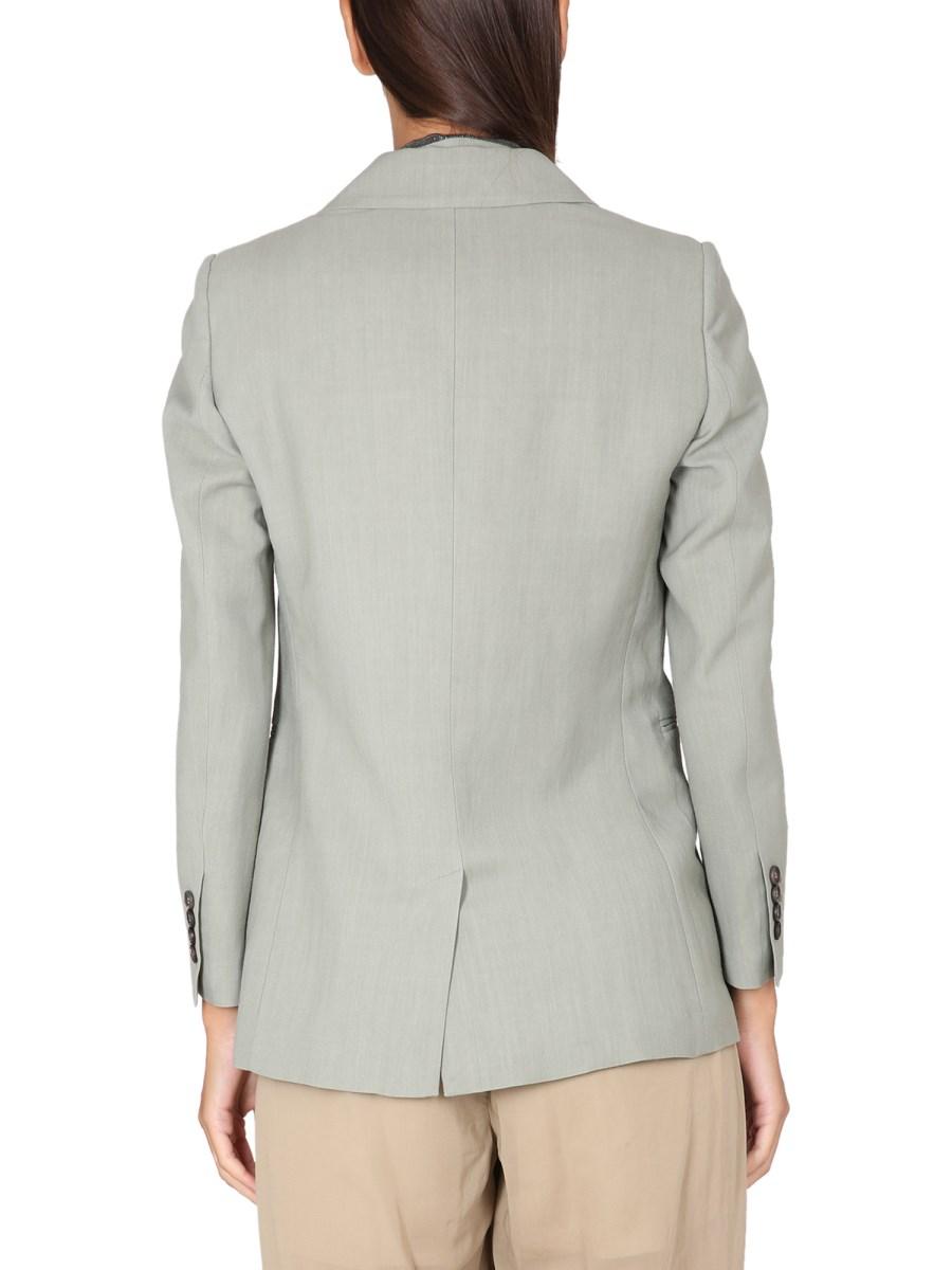 BRUNELLO CUCINELLI GIACCA IN TWILL FLUID DI VISCOSA E LINO CON MONILE