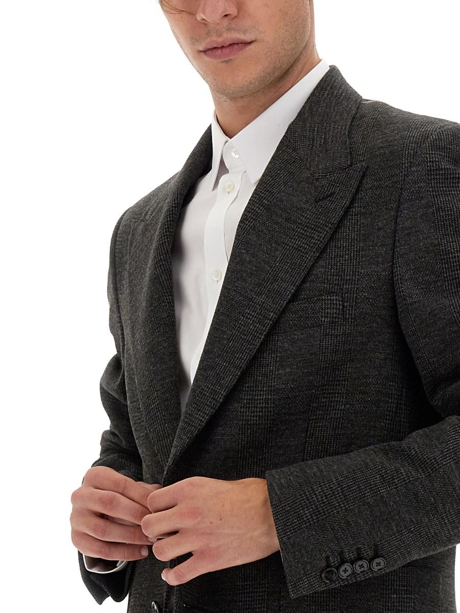 DOLCE & GABBANA GIACCA MONOPETTO DESCOSTRUITA IN JERSEY STRETCH PRINCIPE DI GALLES