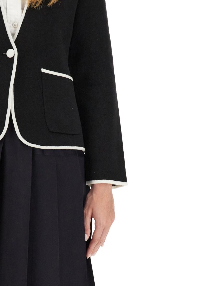 THOM BROWNE GIACCA MONOPETTO SENZA COLLO IN LANA MERINO