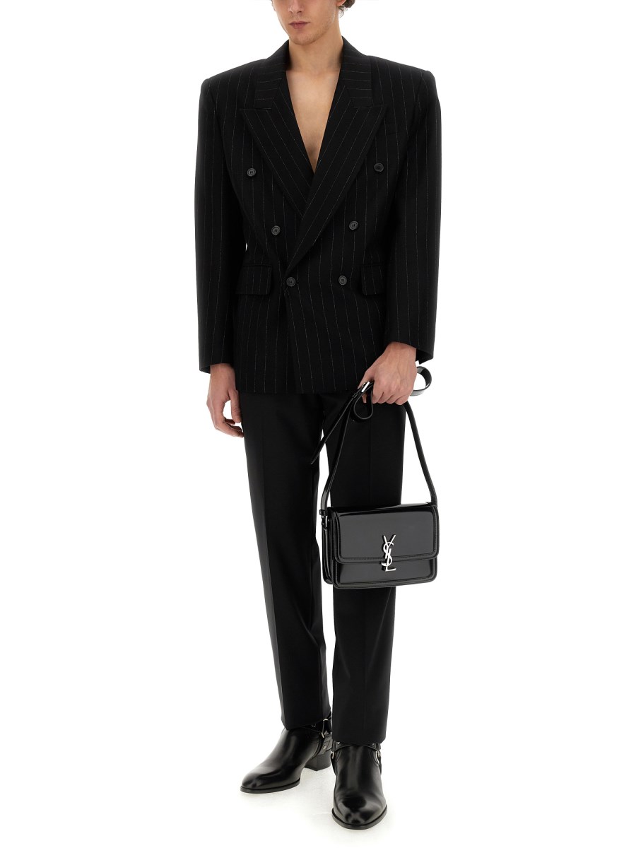 SAINT LAURENT GIACCA OVERSIZE IN FELTRO DI LANA GESSATO