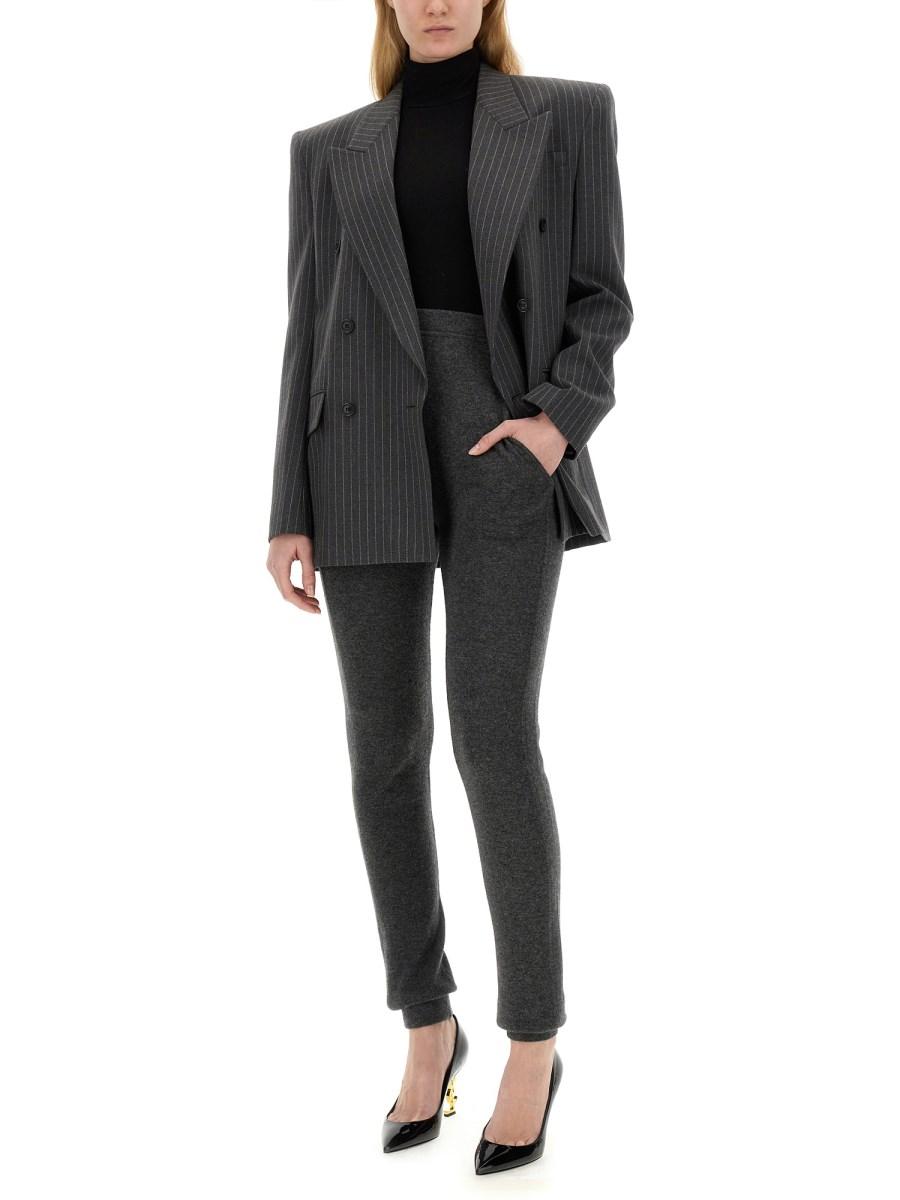 SAINT LAURENT GIACCA OVERSIZE IN FLANELLA DI LANA A RIGHE