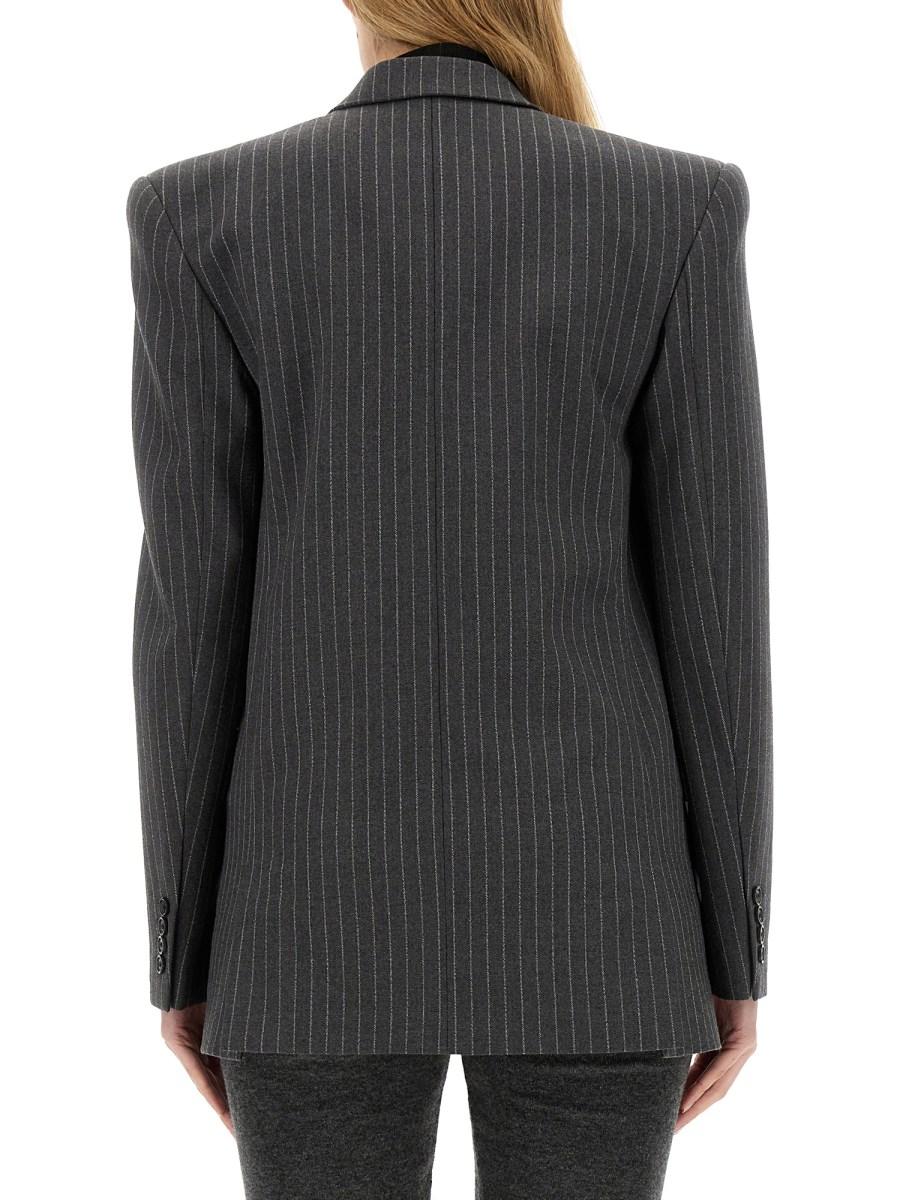 SAINT LAURENT GIACCA OVERSIZE IN FLANELLA DI LANA A RIGHE