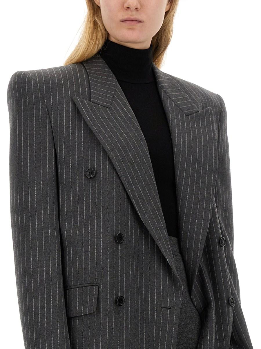 SAINT LAURENT GIACCA OVERSIZE IN FLANELLA DI LANA A RIGHE