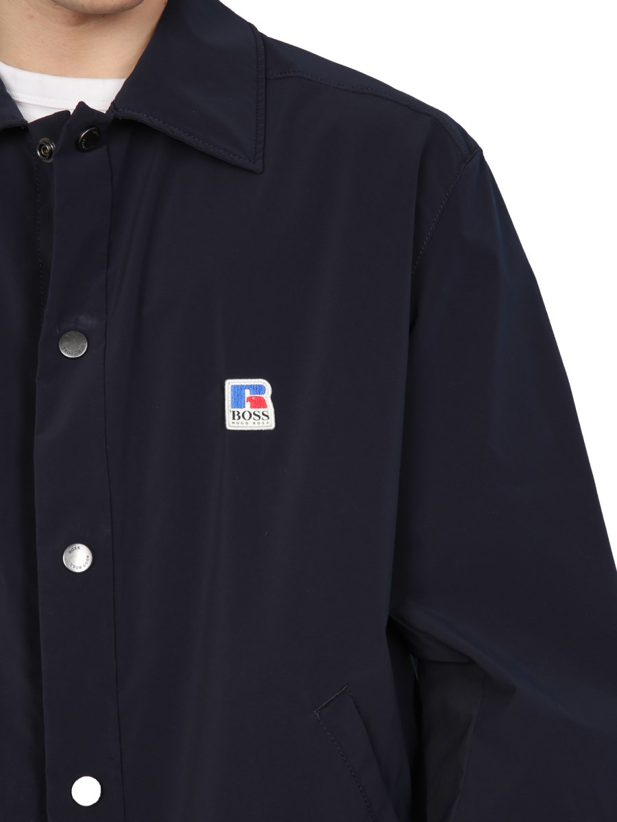 BOSS GIACCA RELAXED FIT LOGATA BOSS X RUSSELL ATHLETIC IN COTONE CON PATCH LOGO ESCLUSIVO