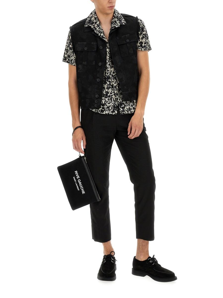 SAINT LAURENT GIACCA SMANICATA IN GABARDINE DI LINO E COTONE
