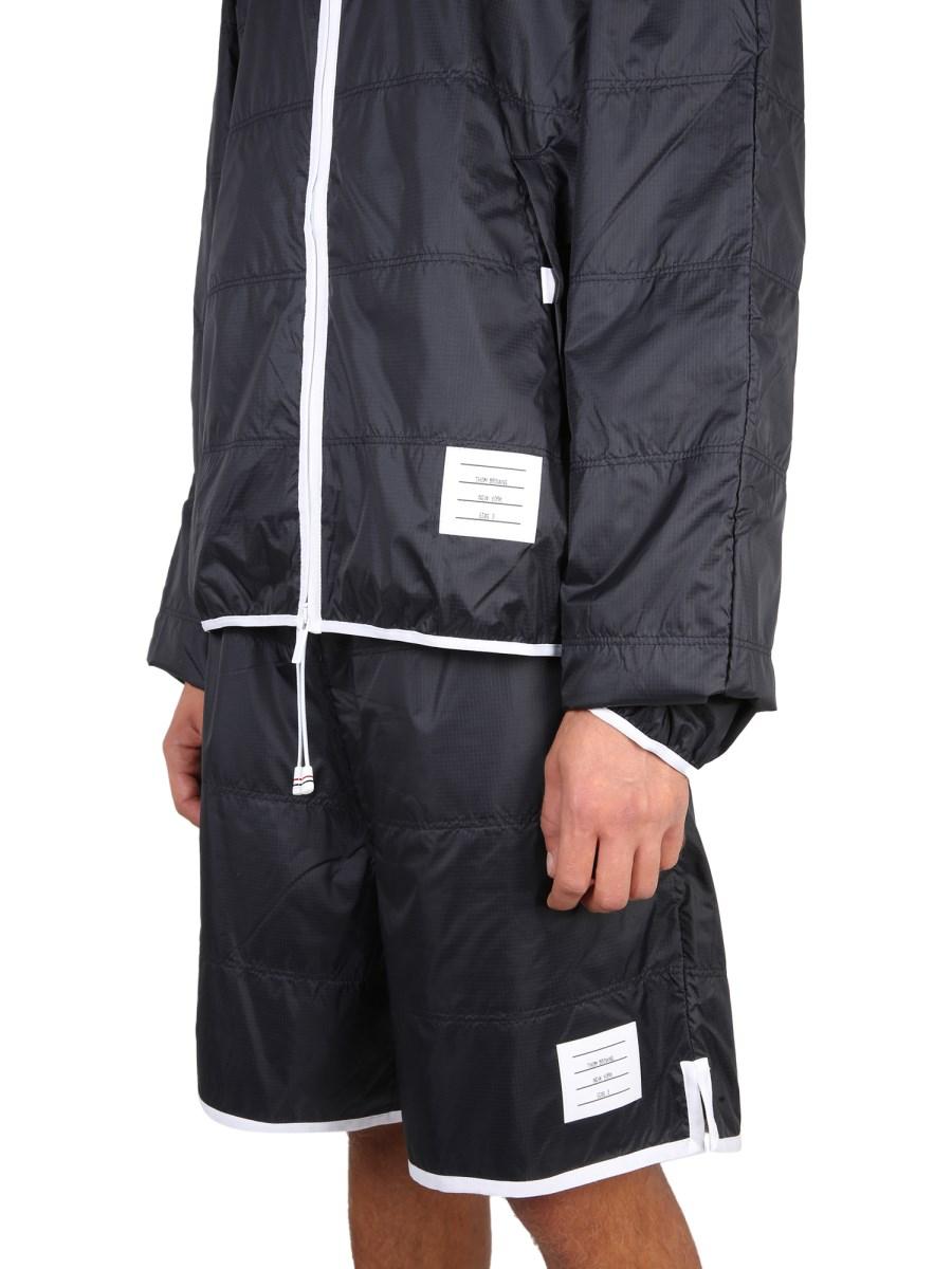THOM BROWNE GIACCA SPORTIVA IN RIPSTOP CON FODERA IN JERSEY