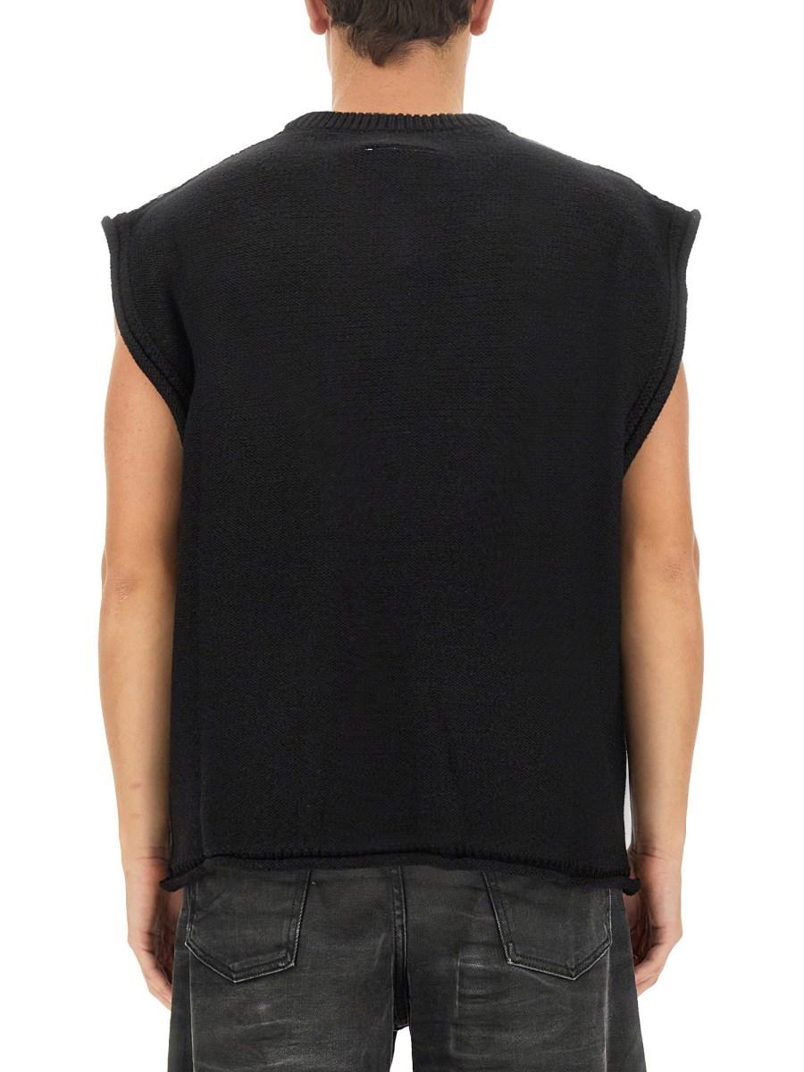 MM6 MAISON MARGIELA GILET IN MAGLIA DI LANA CON LOGO